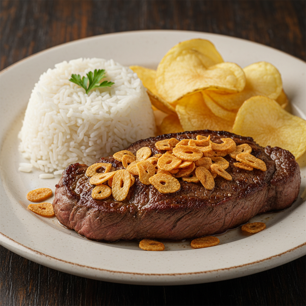 Filé à Oswaldo Aranha com Alho Crocante 🥩✨